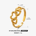 Verstellbarer Ring aus 18K vergoldetem Edelstahl mit vier hohlen Herz-Elementen - Gold
