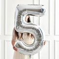 Silver 40-inch number 5 aluminum foil balloon for birthday and wedding party decor - Silver Style 5