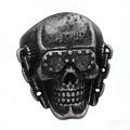 Anello teschio vintage per uomo stile punk rock meccanico con finitura gotica in argento - US 7 / Argento Antico (22108)