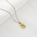 Golden Capricorn zodiac pendant necklace with a rectangular cutout design on O-chain - Capricorn