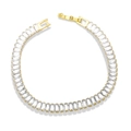 Goldenes Tennisarmband mit Zirkonia im Baguetteschliff und sicherem Faltverschluss - Weiß
