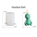 Detailed size and weight specs for Voodoo Doll silicone candle mold and green wax figure - Voodoo Doll Mold