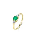 S925 Sterling Silber vergoldeter Ring mit grünem Edelstein und Zirkonia-Akzenten - US-Größe 5 / Gold
