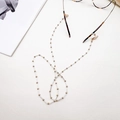 Rainbow glass bead eyewear chain with gold metal beads and silicone loops for glasses - Gold & Clear Long Tube (S-004)