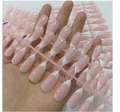 Classic French tip press-on nails in oval shape with nude pink base and white tips - TD190-120pcs Bagged (120 Pieces)