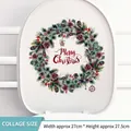 Christmas wreath toilet lid sticker with Merry Christmas text and pine cones - Resin Wreath 04