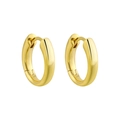 Pendientes de aro dorados minimalistas con acabado pulido y cierre de clic seguro - 10mm / Oro de 18K