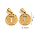 18K gold plated round stainless steel T-letter hollow pendant with frosted texture 17mm - Letter T - Gold