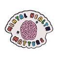 Spilla in smalto Mental Health Matters colorata con design a cervello rosa - Cervello Nuvola-Mental Health Matters