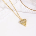 Exaggerated 18k gold plated heart pendant necklace with zircon stones on a white tray - Full Pave Zircon Heart Necklace / Gold
