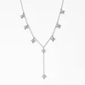 Collana minimalista a Y in acciaio inossidabile argento con pendenti a stella lucidi - Collana Argento (PD1793)
