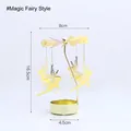 Golden rotating carousel candle holder featuring delicate little fairy pendants decoration - Little Fairy Style / Gold