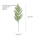 Detailed dimension layout for 34cm artificial pine needle branch decoration - 3D Single-Sided Cypress Branch