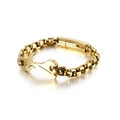 Bracciale da uomo in acciaio inossidabile dorato con ciondoli creativi chiave e martello - Stile Chiave Inglese / Oro (KB120166-KFC)