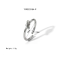 Minimalistischer silberner Knotenring aus Edelstahl mit verstellbarem offenem Band - Silber Knoten-Stil (YYR023184-P)