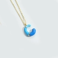 Golden necklace with a blue gradient enamel letter C balloon pendant and O-chain - Letter C