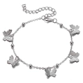 Silver multi-layer metal chain bracelet set with butterfly pendants and beaded accents - 1 Pc Silver Butterfly Bracelet