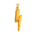 Golden lightning bolt pendant with yellow enamel and sparkling zircon inlay - CZ Row Lightning-Dark Yellow