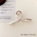 Elegant 7.5cm silver metal hair claw clip with minimalist twisted design for women - Silver Matte Small Cross Claw / Length approx 7.5cm