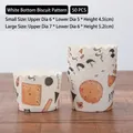 50pcs heat resistant white muffin paper cups with cookie pattern in small and large sizes - White Base Biscuit