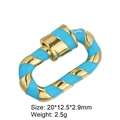 Golden oval screw clasp with blue enamel twist design for jewelry making and accessories - Style 87 (Blue & Gold Twisted Clasp 20x12.5mm)