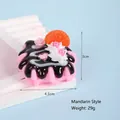 Miniature pink strawberry cake keychain with orange slice and chocolate sauce - Black Cream Waffle Cake - Orange Style / Pink Phone Cord Style
