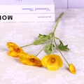 Kunstmatige gele papaver zijden bloem met drie bloesems en een knop voor decor - Geel
