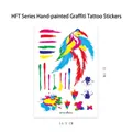 Wasserfestes temporäres Tattoo mit bunten abstrakten Federn, Modell HFT04, 21x14,5cm groß - Bunte Federn & Abstrakte Linien Stil (HFT-004) / 14.5*21CM