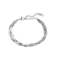 Drielagige zilveren roestvrijstalen slangenketting armband met verstelbare karabijnsluiting - Armband / Staalkleur
