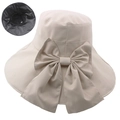 Details beige Sonnenhut mit Schleife und schwarzer UV-Schutzbeschichtung auf der Innenseite - M (56-58cm) / Beige UV-Schicht