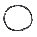 Elastic tiger eye bead bracelet with grey hematite cylinder beads in minimalist design - Bone Bead + Octagonal Cut