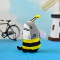 Detailed close-up view of a funny shark bee hybrid plush keychain with glitter wings - Shark Bee (Normal Buckle) / 10cm