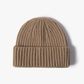 Bonnet en tricot côtelé kaki rétro élégant pour la chaleur et le confort hivernaux - Kaki
