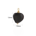 Black natural stone heart pendant with gold accent and 13mm size specification - Obsidian