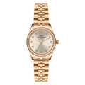 Classic rose gold stainless steel watch for women with diamond bezel and small round dial - Rose Gold Case Grey Dial