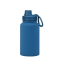 650ml blue matte stainless steel sport water bottle with portable ring handle - Lake Blue - Sport