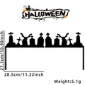 Décoration d'angle Halloween avec silhouettes noires de cimetière, chauve-souris et fantôme - Tombe Heureuse