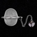 Spherical stainless steel tea infuser featuring a dark heart-shaped agate stone pendant - Black Agate