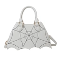 Petit sac à bandoulière blanc avec motif toile d'araignée et bord inférieur gothique - Blanc