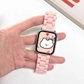Pink three-link resin watch band for Apple Watch with high-gloss finish and silver case - Pink