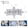Detailed close-up of zircon and rhinestone floral hair clip with silver spring buckle base - Leaf Floral Zircon Style (HS-J6613S)