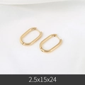 Polished golden stainless steel oval U-shaped hoop earrings with 24mm length - 2.5*15*24mm / Gold