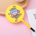 Creative yellow fan ballpoint pen featuring cute cartoon girl illustration on a pink base - Yellow