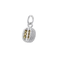 Dettaglio del ciondolo a forma di melograno in argento con gemme gialle e marroni - Oro Bianco Durian in Zircone Verde Oliva
