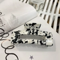 Rectangle hair claw clip with black and white marble pattern made of acetate material - Black & White Marble