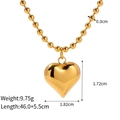 Golden heart pendant necklace with 0.3cm bead chain and size specifications shown - Bead Chain Heart (fgqae)