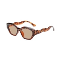 Retro Polygon Katzenaugen Sonnenbrille mit Schildpattrahmen und Wellenbügeln - Schildpatt Rahmen Tee Gläser