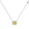 S925 sterling silver necklace with rectangular yellow gemstone and small round diamond - White Gold Yellow Rhinestone (DY190903-S-W-YE)