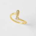 Uitroepteken ring met zirkonia pavé en een luxe 18k goud vergulde afwerking - Letter I