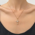 Elegante collana con croce dorata per donna con zirconi scintillanti su catena fine - Collana d'Oro (K-1225)